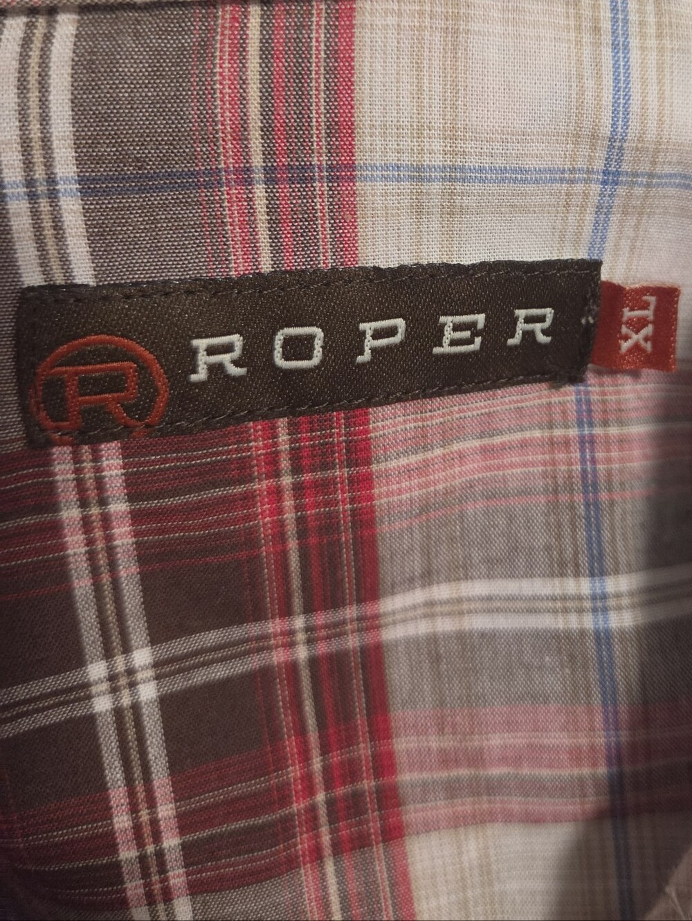Roper Pearl Snap Shirt Plaid Western Cowboy Long Sleeve Red Mens XL - Picture 3 of 9
